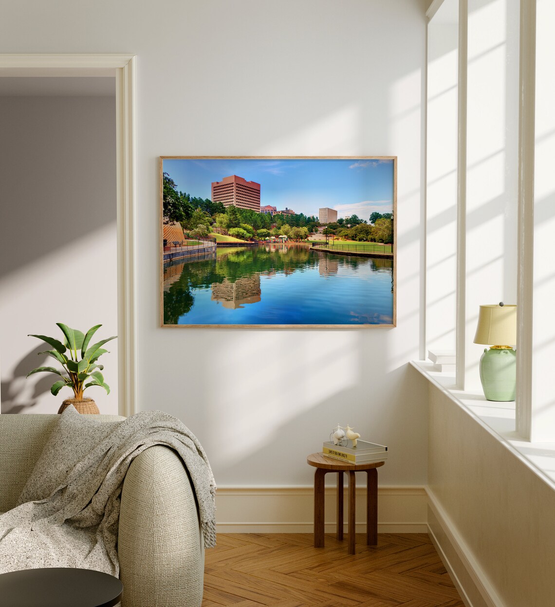 Columbia South Carolina City Park Lake Skyline Landscape Poster - Image 5