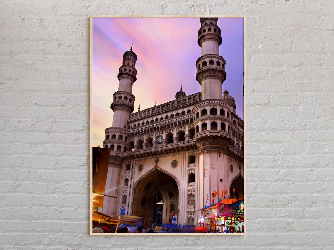 Charminar Mosque at Sunset Hyderabad India Photography Poster