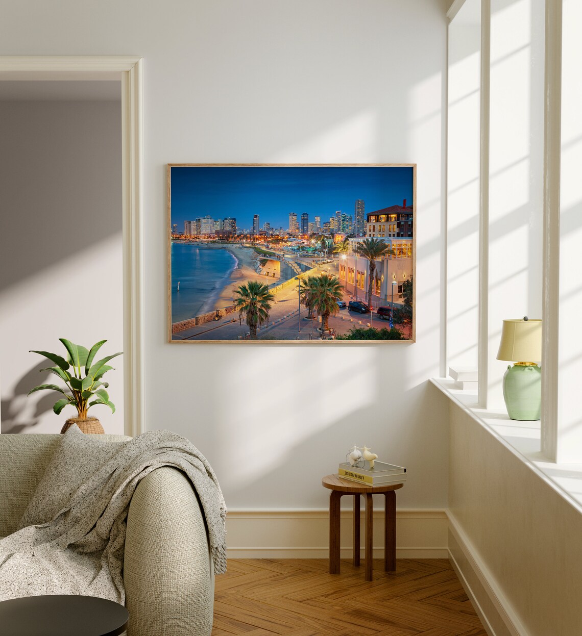Tel Aviv Beach Promenade Night Skyline Israel Coast Landscape Poster - Image 5