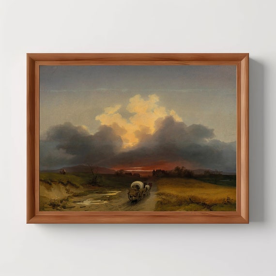 A Journey Home Rustic Country Decor Moody Wall Art Antique Oil Painting Vintage Farmhouse