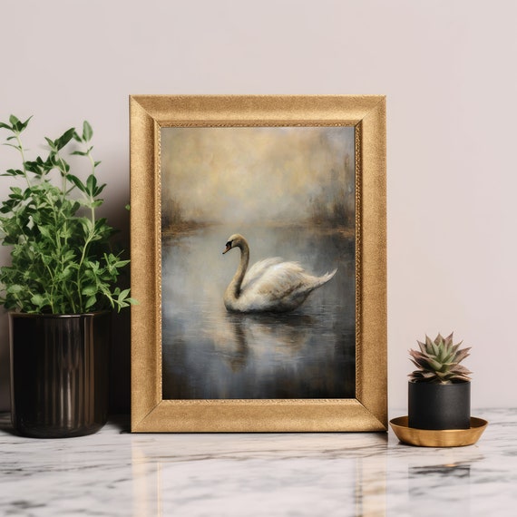 Swan Lake Vintage Gothic Art Print