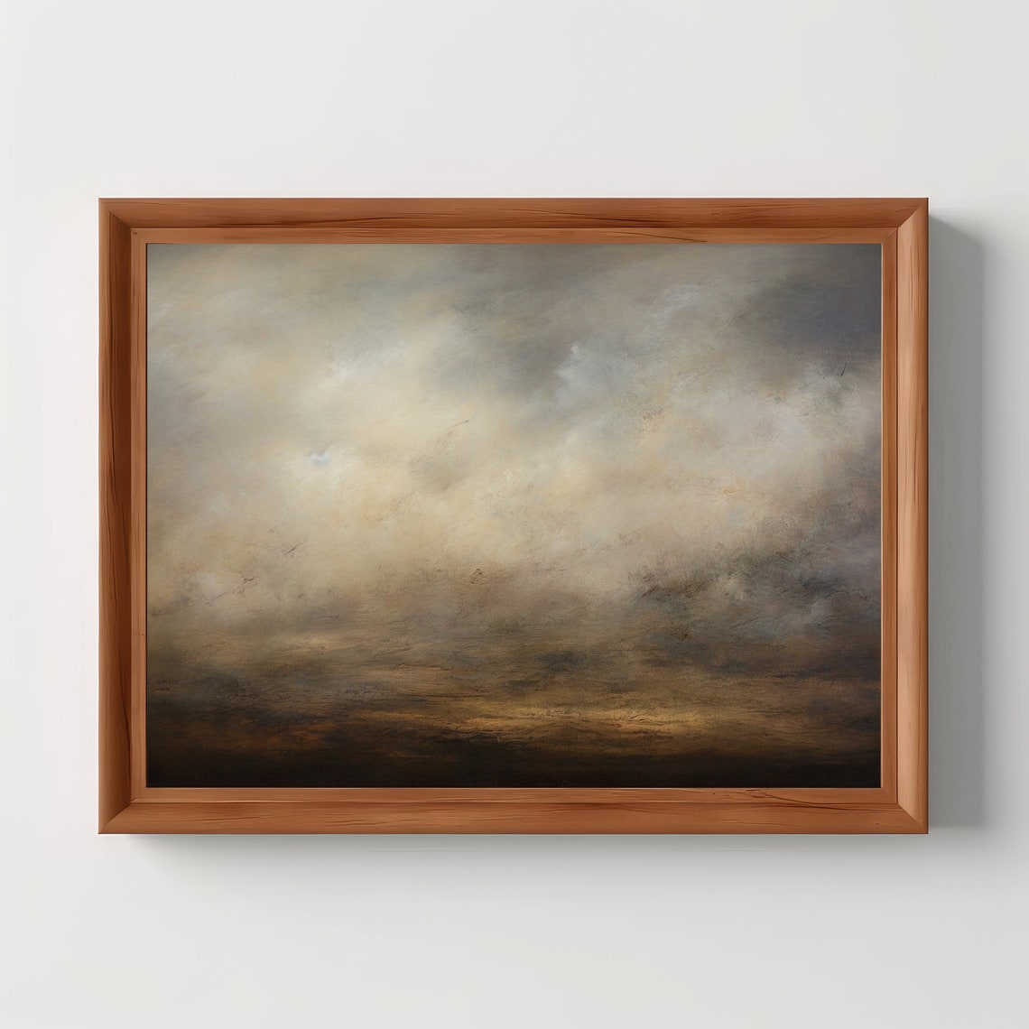 Ethereal Moody Cloud Abstract Neutral Landscape Painting Print
