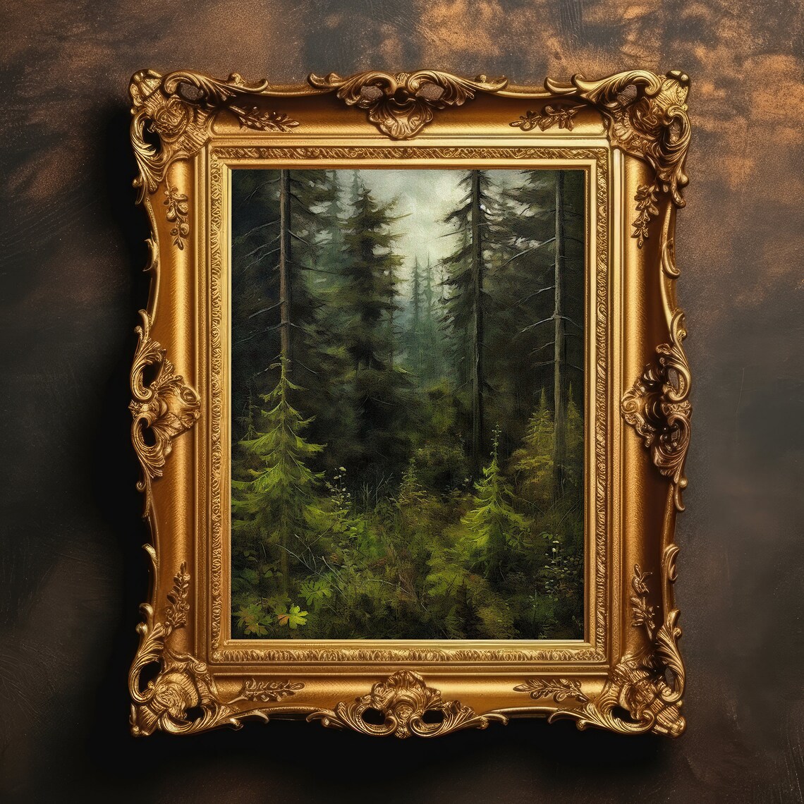 Evergreen Tree Forest Farmhouse Vintage Art Print