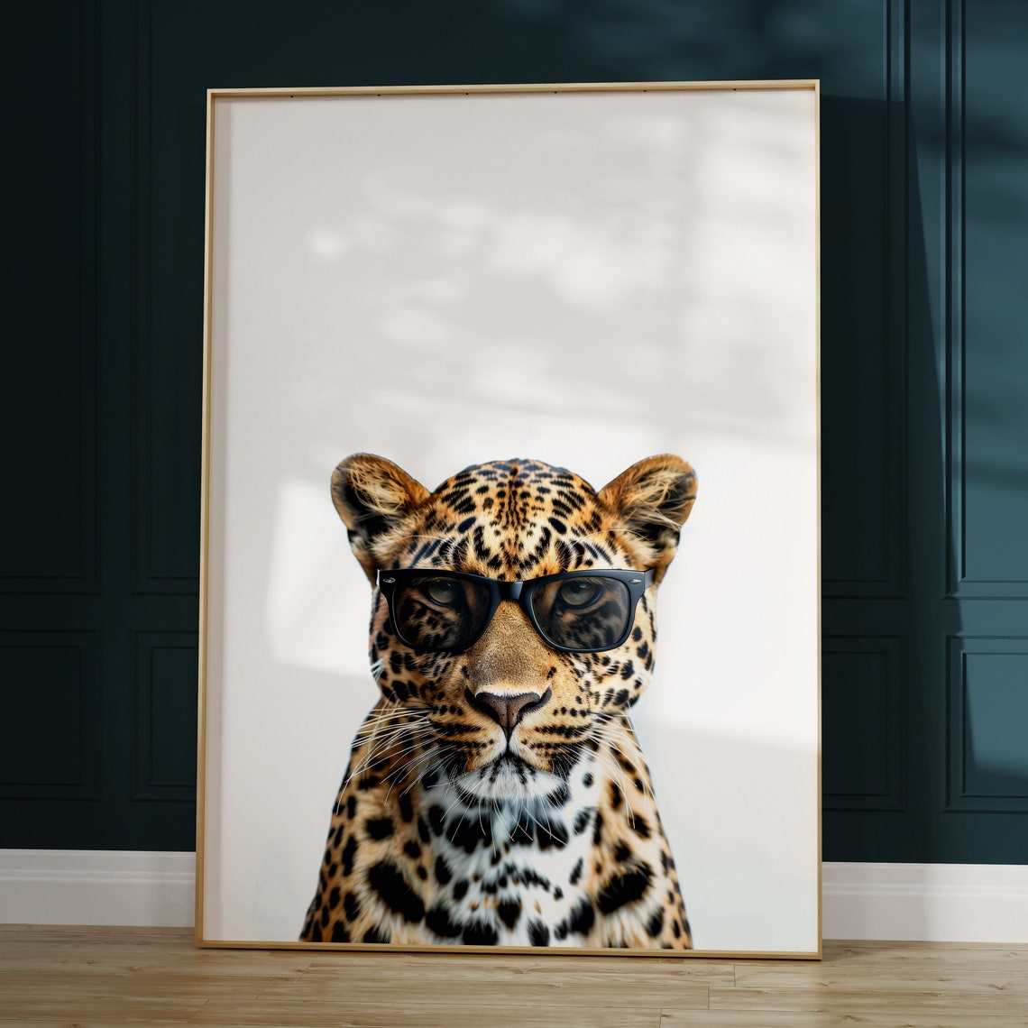 Leopard Wearing Sunglasses Fierce Minimalist White Photo Poster - Image 2