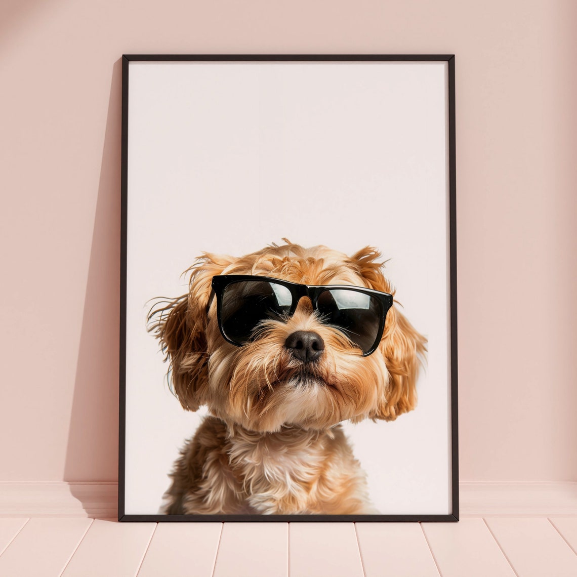 Cavachon Dog In Sunglasses Cute Fluffy Minimalist Photo Poster - Image 3