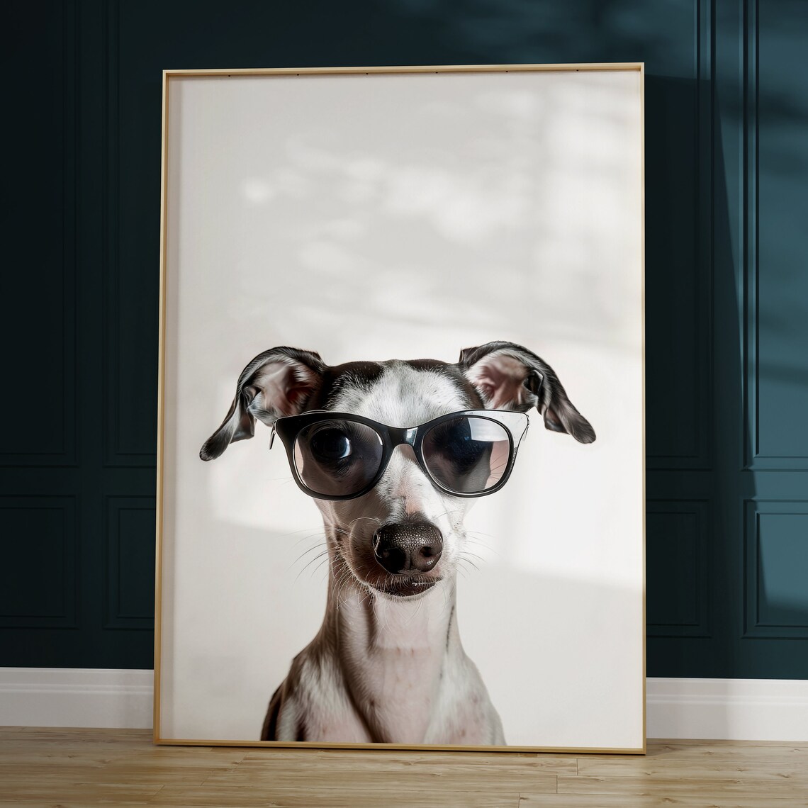 Italian Greyhound in Sunglasses Elegant Cool Dog Portrait Art Poster - Image 2