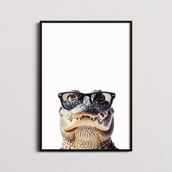 Alligator In Sunglasses Funny Animal Art Print