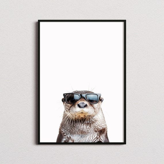 Otter in Sunglasses Funny Animal Art Print