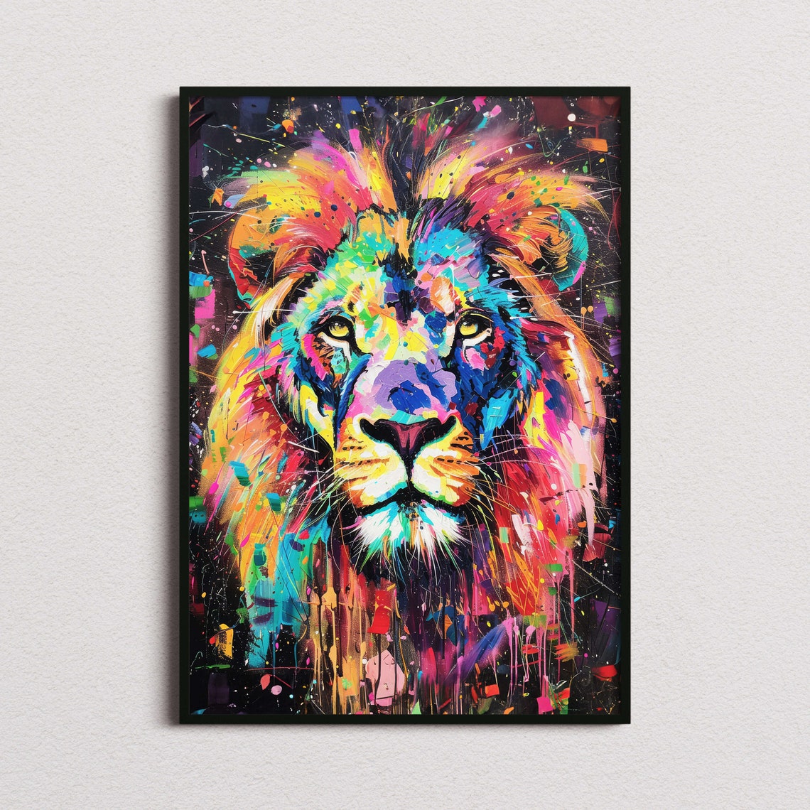 Lion Pop Art Print Lion Print Lion Poster Lion Art Lion Painting Colorful Art Pop Art Modern Wall Art Contemporary Art Stylish Art