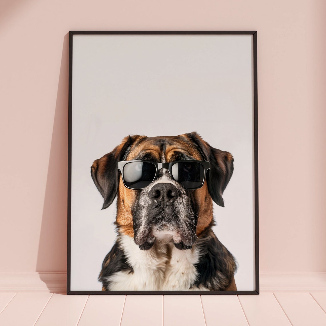 St Bernard Dog In Sunglasses Gentle Giant Minimalist Photo Poster - Image 3