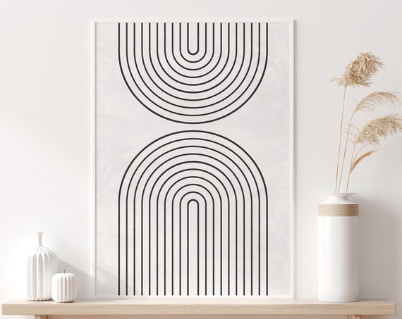 Abstract Shapes Rainbow Minimalist Mid-Century Art Print