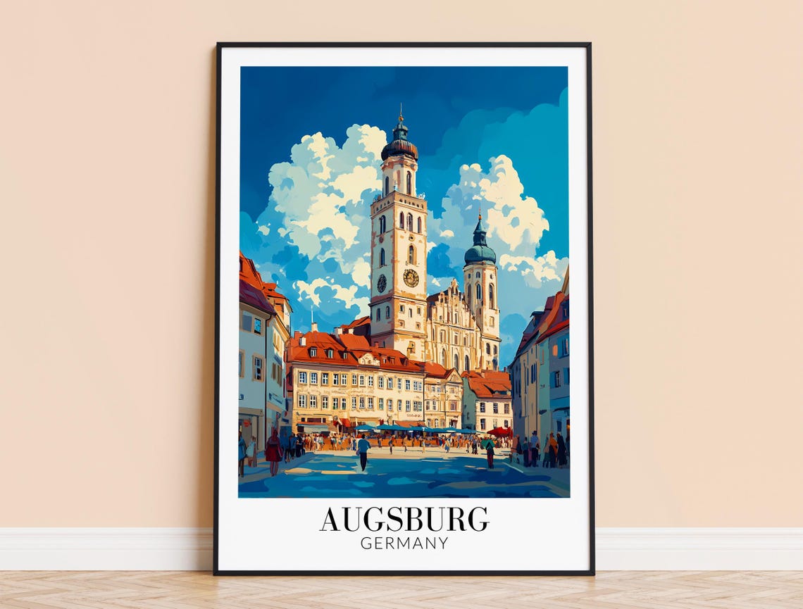 Augsburg Town Hall Square Perlachturm Old Town Germany Poster