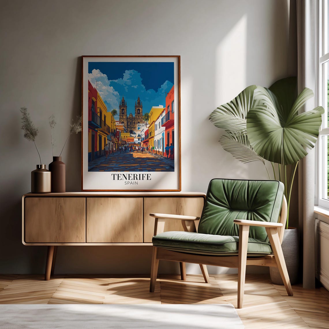 Tenerife Spain Colorful Colonial Street Poster With Twin Towers - Image 4