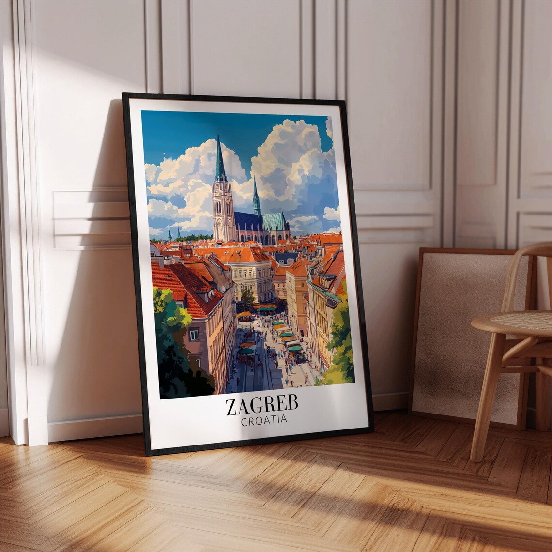 Zagreb Croatia Cathedral and Old Town Rooftops Travel Poster - Image 4