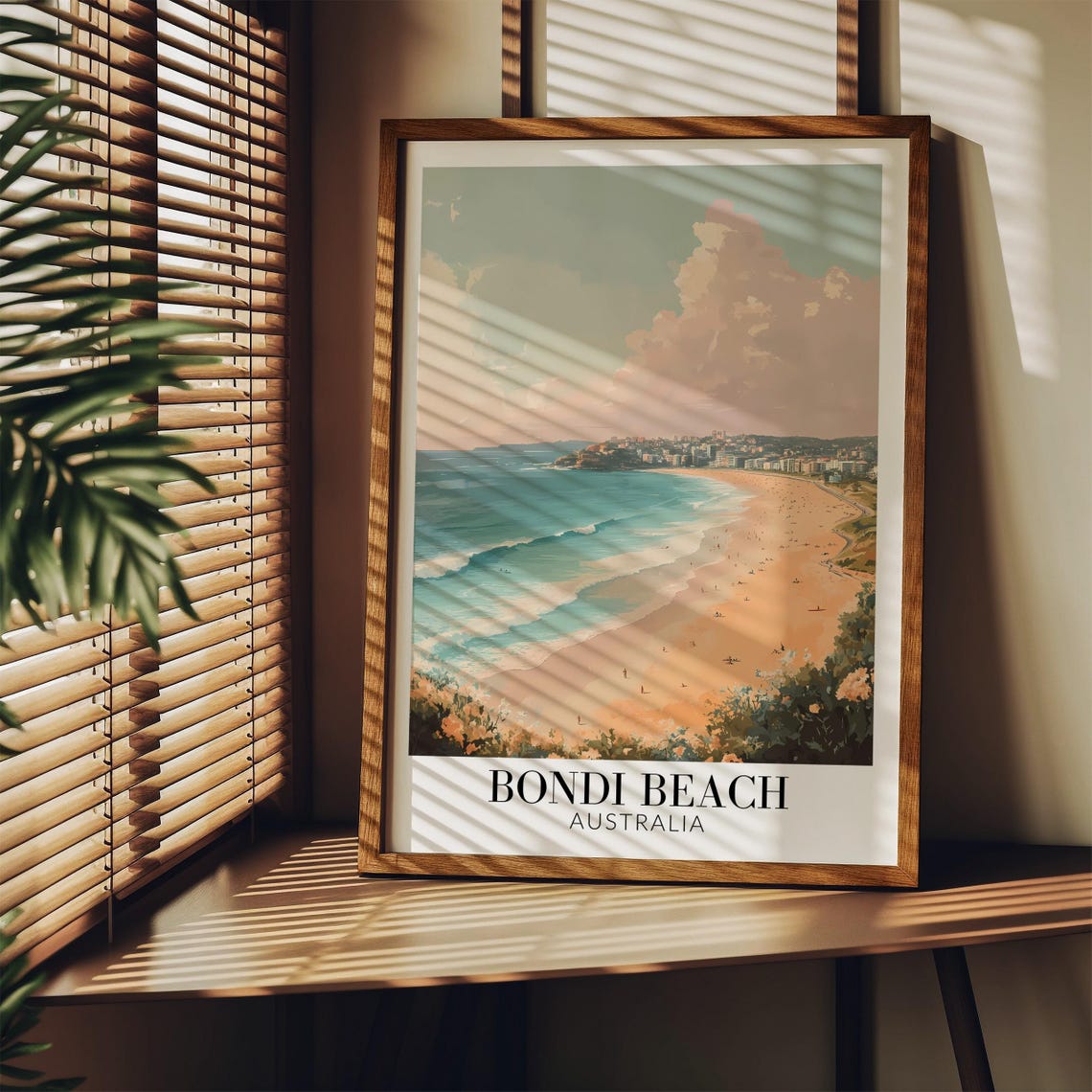 Pastel Coastal View Over Bondi Beach Australia Travel Poster - Image 4