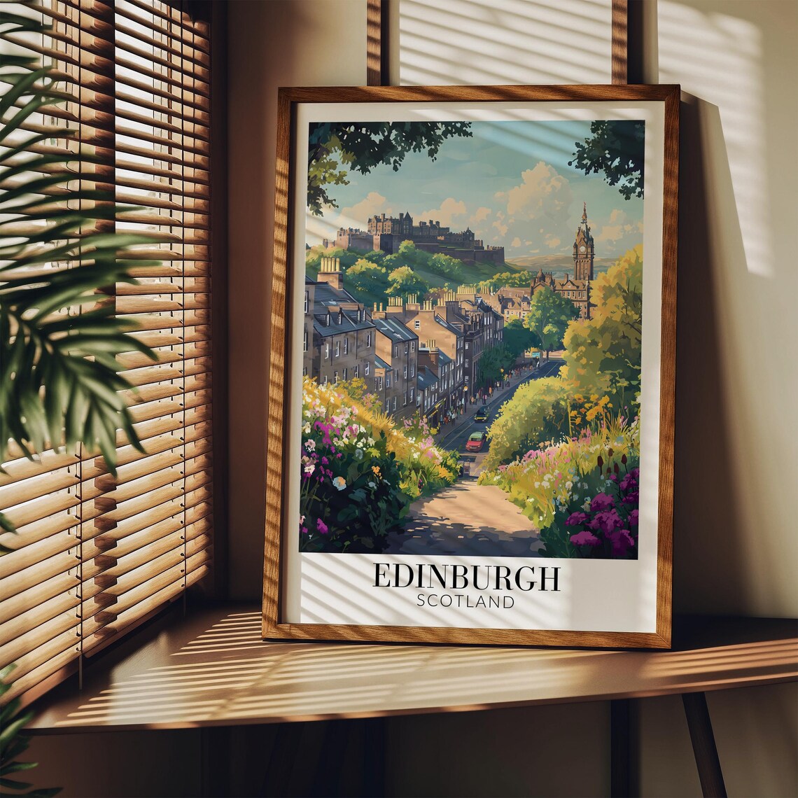 Edinburgh Castle Floral Garden Summer City Bloom View Poster - Image 3