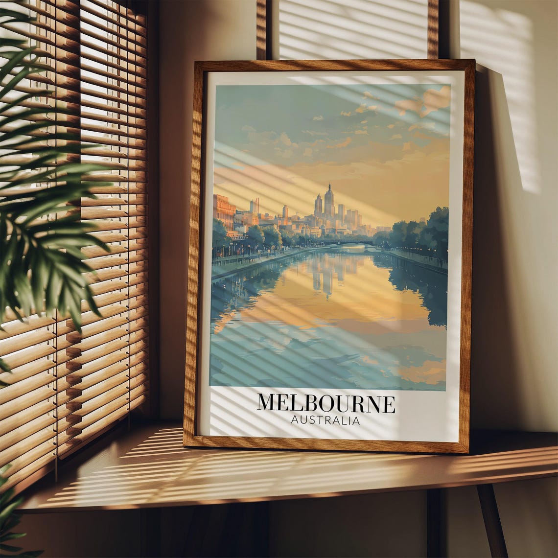 Melbourne Australia Yarra River Morning Golden Skyline Travel Poster - Image 4