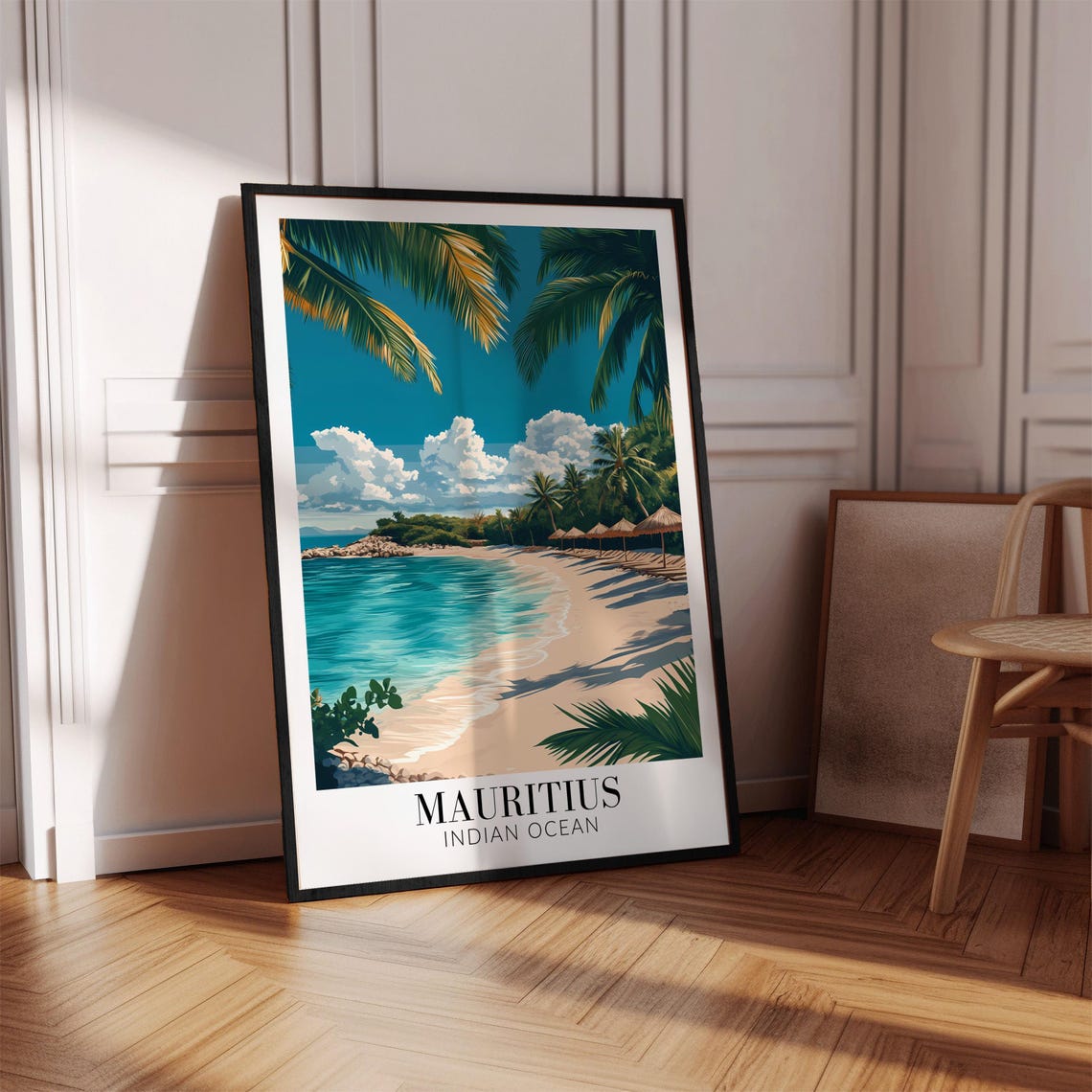 Mauritius Tropical Beach Palm Trees Paradise Shores Travel Poster - Image 2