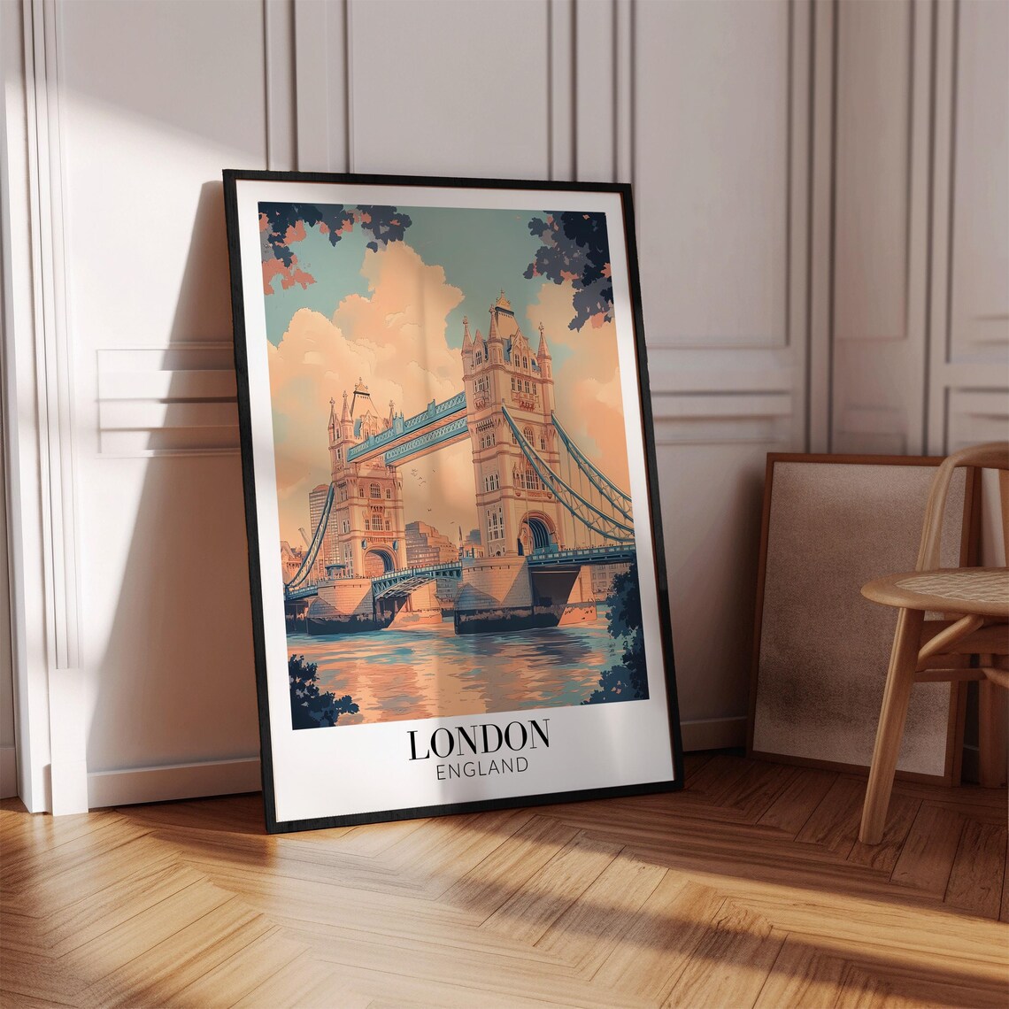 London England Tower Bridge Golden Hour River Thames Travel Poster - Image 4