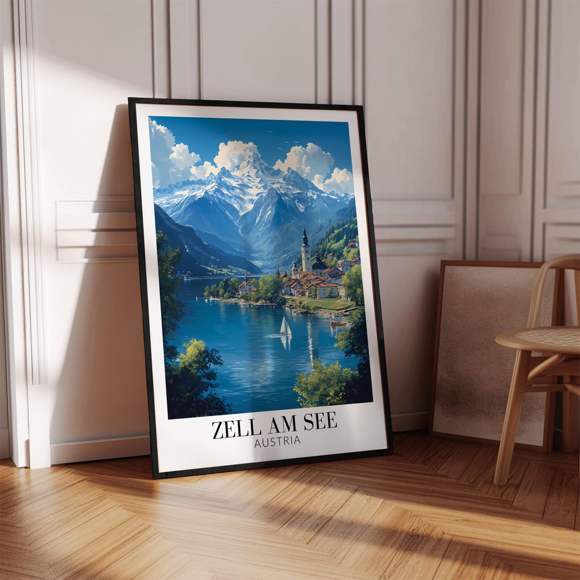 Zell Am See Austria Lakeside Old Town Beneath Alpine Peaks Poster - Image 2