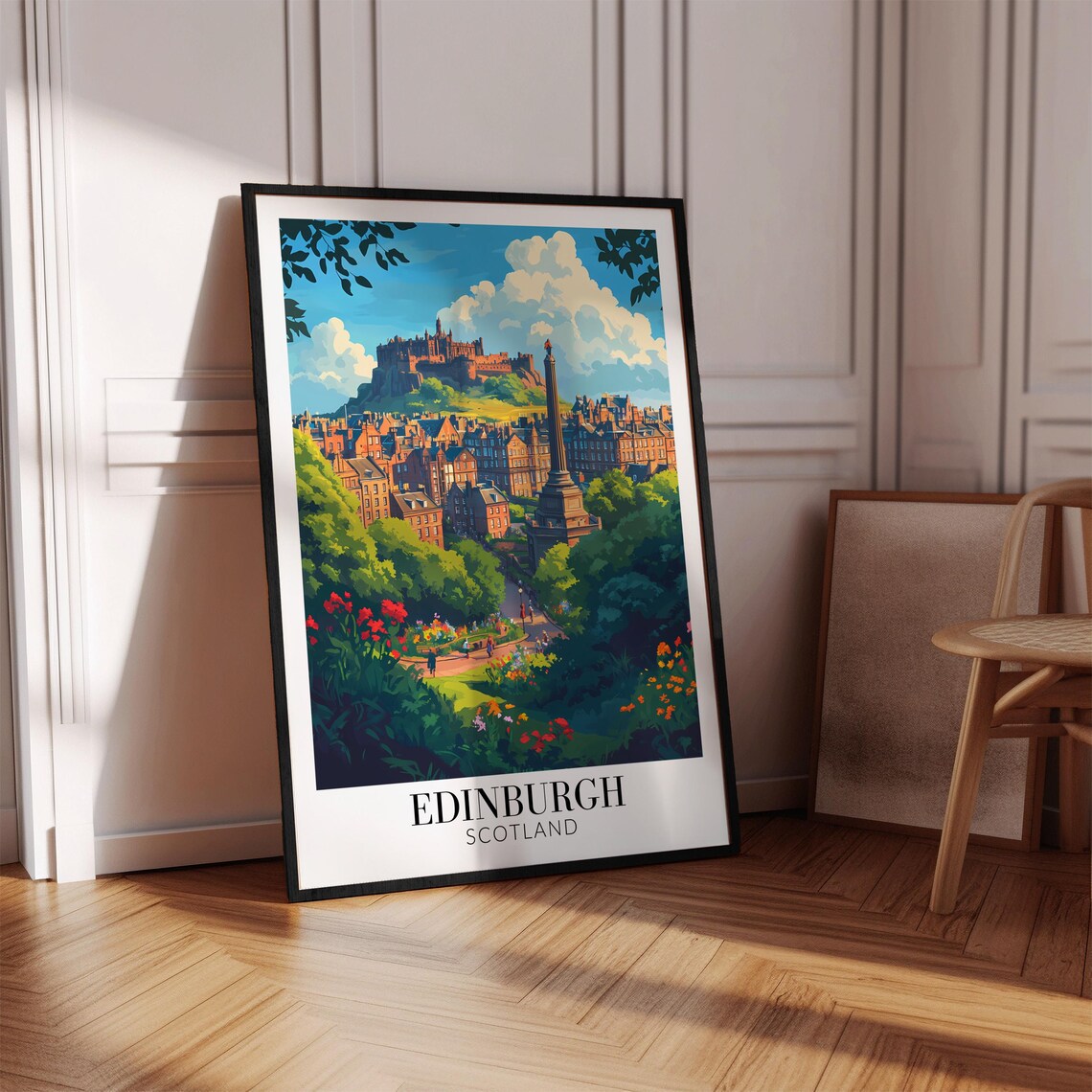 Edinburgh Scotland Castle Rock Golden Afternoon City View Poster - Image 4