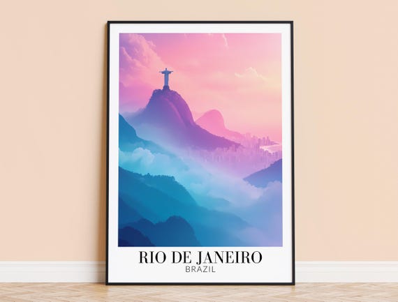 Rio De Janeiro Print Brazil Wall Art Poster Travel Home Decor Wedding Gift Framed Or Unframed Personalised