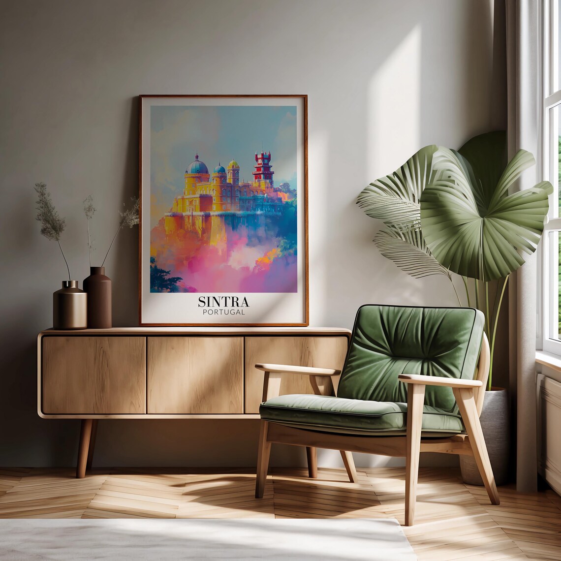 Sintra Pena Palace Colorful Romantic Hilltop Castle Travel Poster - Image 2