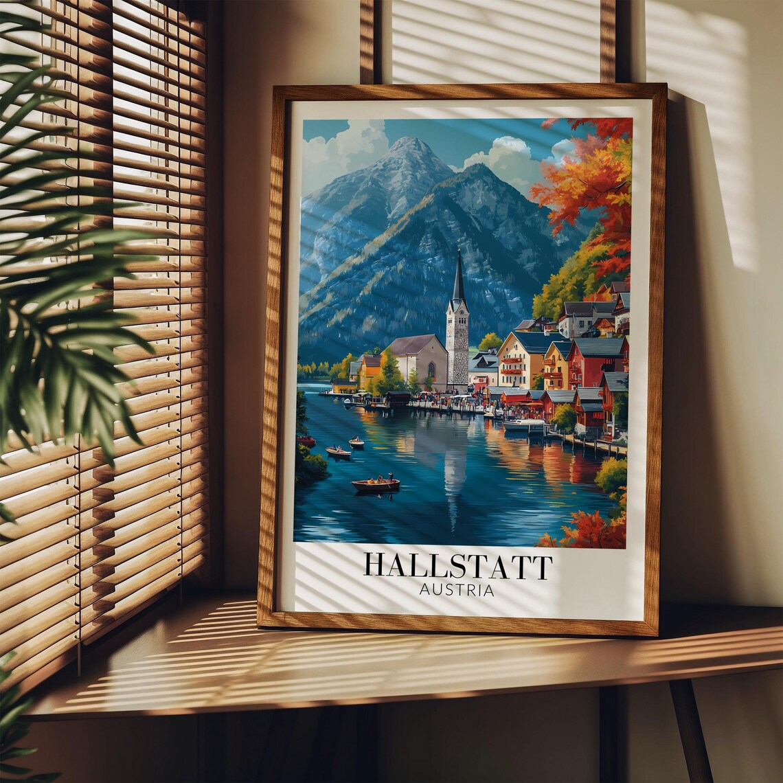 Hallstatt Austria Lakeside Village Poster with Church and Boats - Image 3