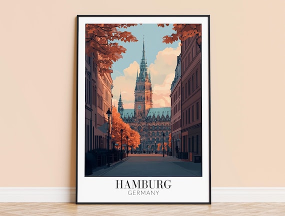 Hamburg Print Germany Travel Wall Art City Poster Framed Or Unframed Home Decor Wedding And Housewarming Gift Personalised