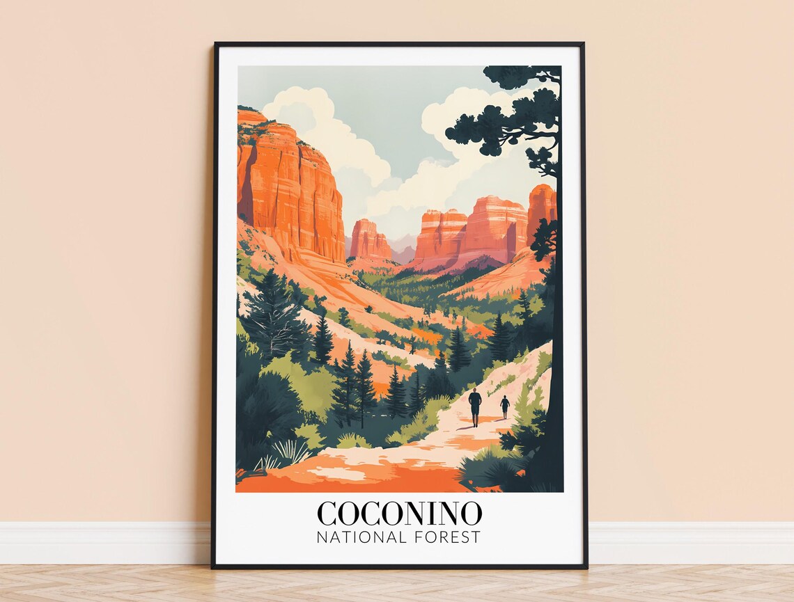 Coconino National Forest Arizona Red Rock Canyon Hiking Poster