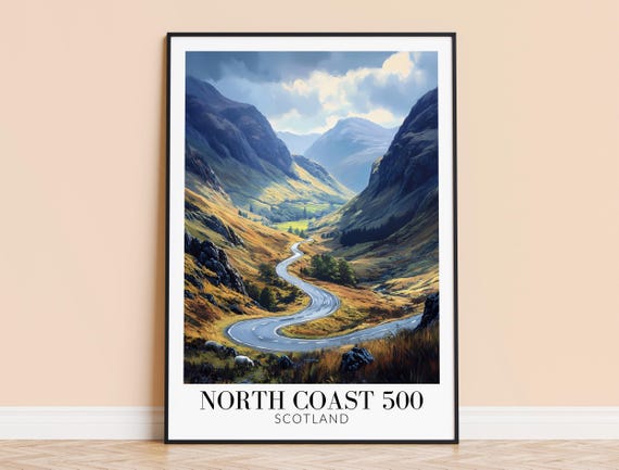 North Coast 500 Scotland Travel Poster, Home Decor