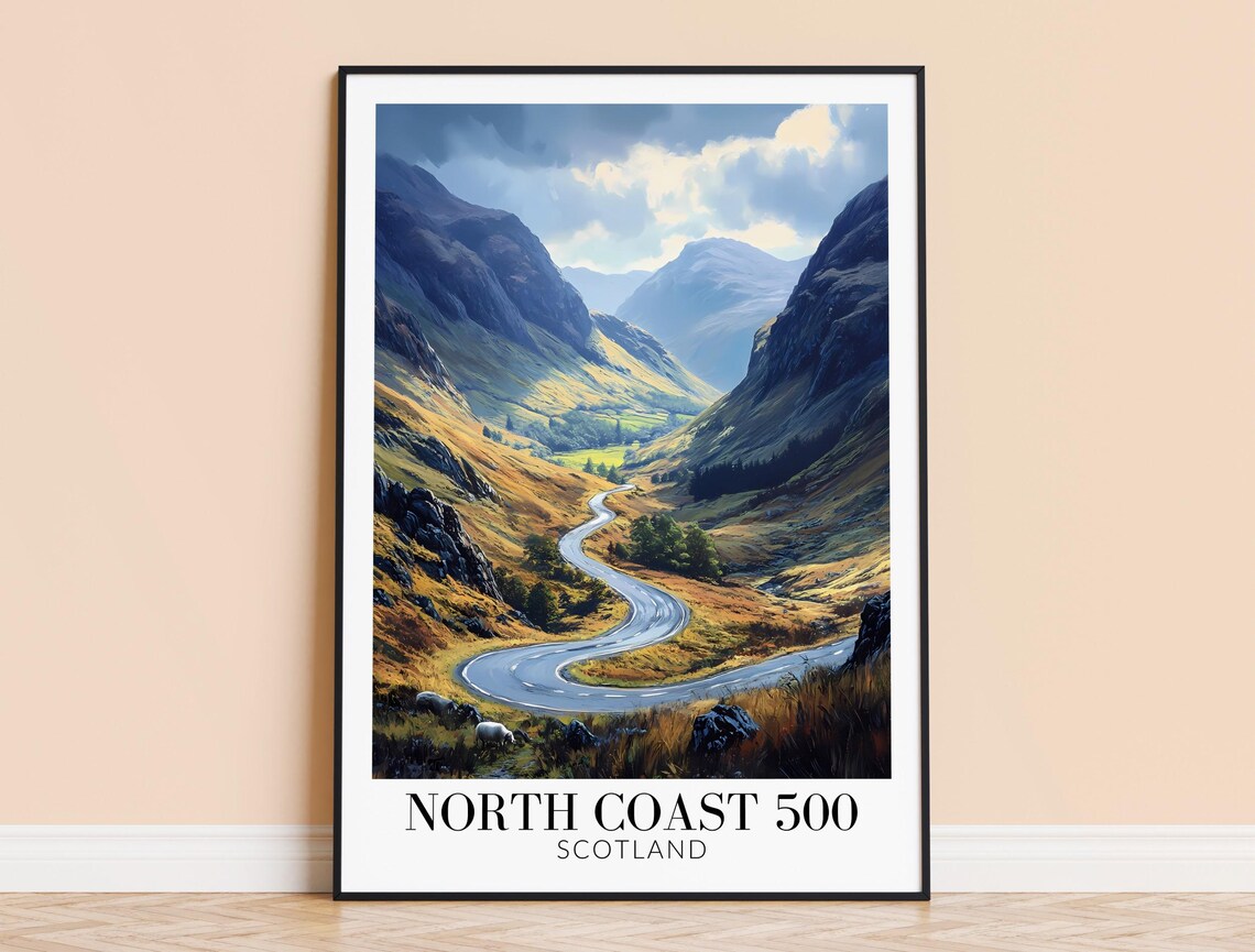 North Coast 500 Scotland Travel Poster, Home Decor