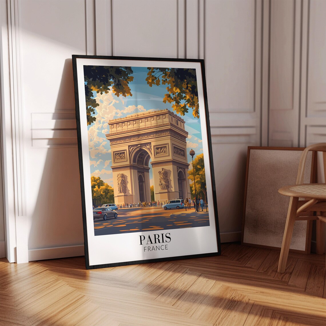 Paris Arc de Triomphe Golden Morning Autumn Trees Travel Poster - Image 4