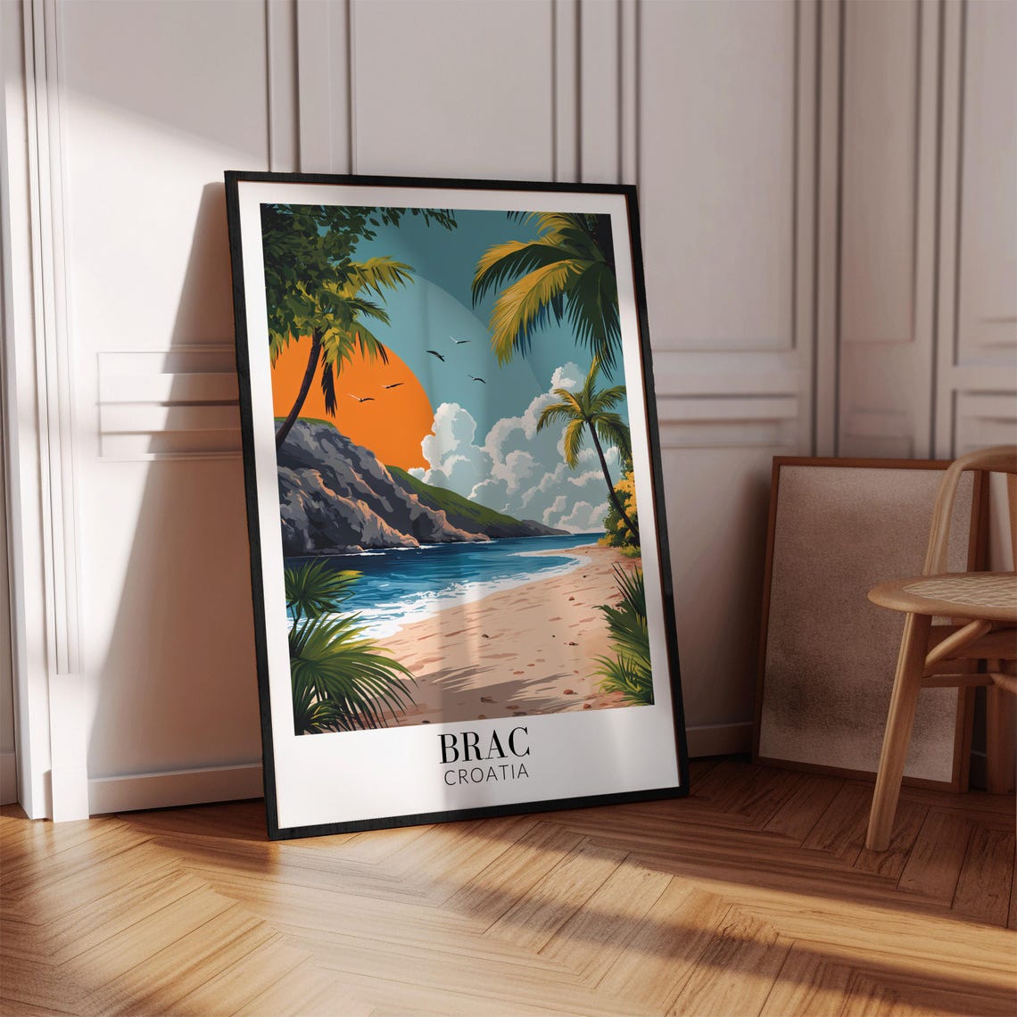 Brac Croatia Island Palm Framed Tropical Sunset Beach Cove Poster - Image 4