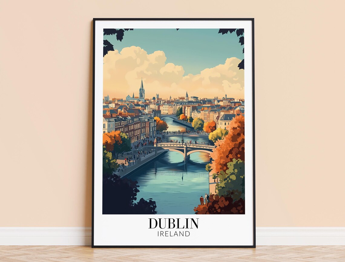 Dublin Ireland Travel Poster, Travel Wall Art