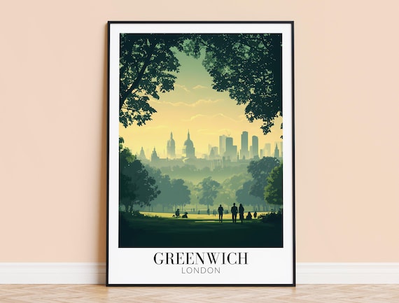 Greenwich Print London Travel Wall Art City Poster Framed Or Unframed Home Decor Wedding And Housewarming Gift Personalised
