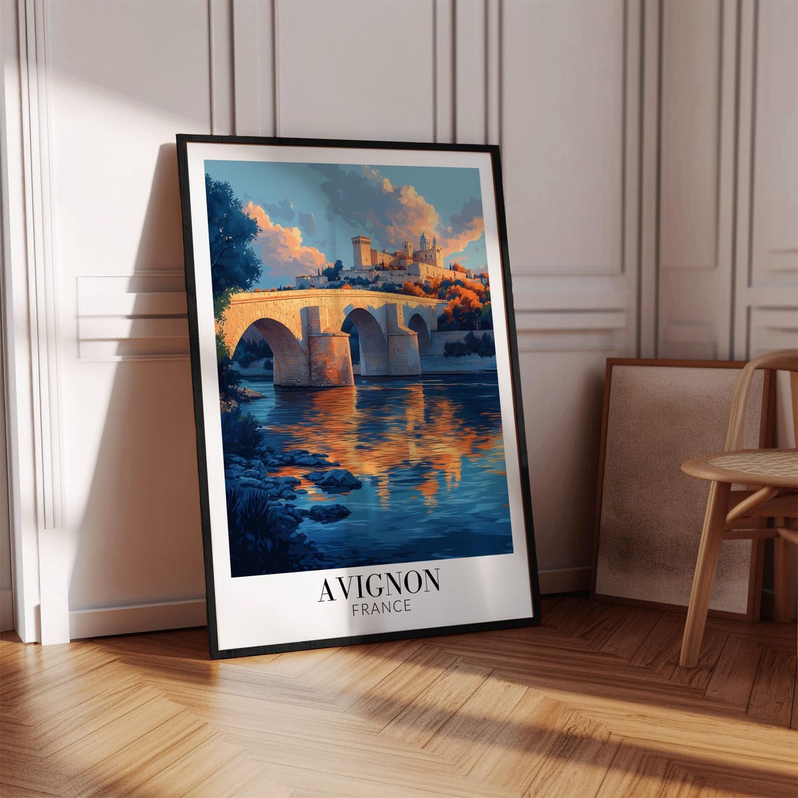 Avignon France Romantic Sunset Bridge River Walled City Poster - Image 4