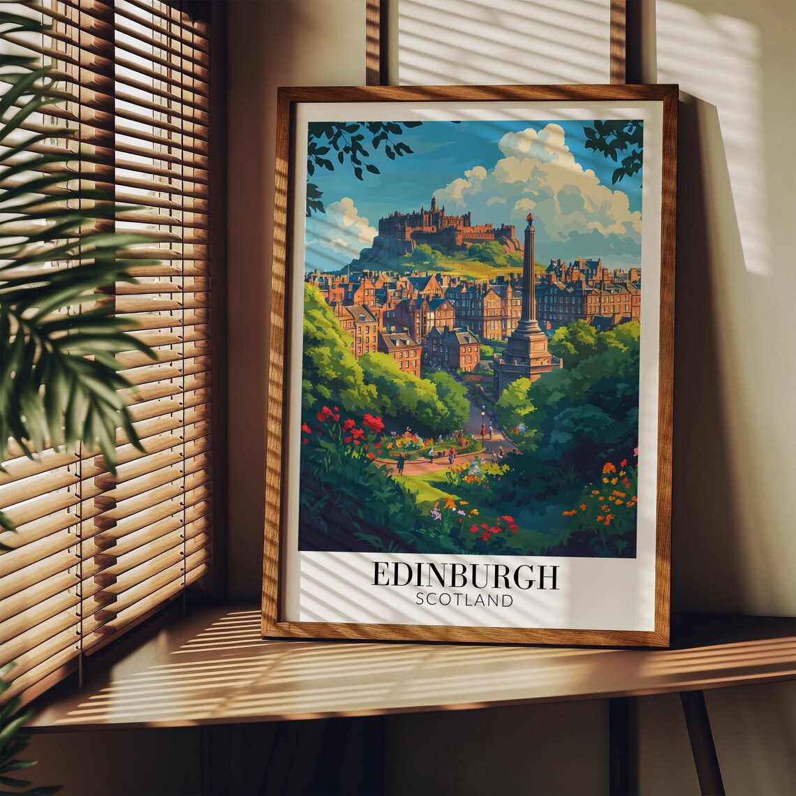 Edinburgh Scotland Castle Rock Golden Afternoon City View Poster - Image 3
