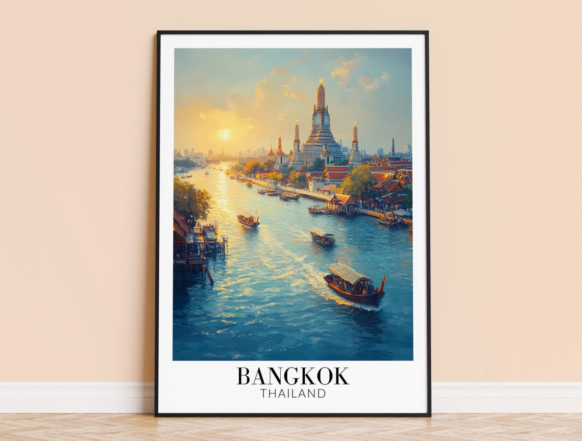 Bangkok Thailand Wat Arun Temple on the River at Sunset Poster