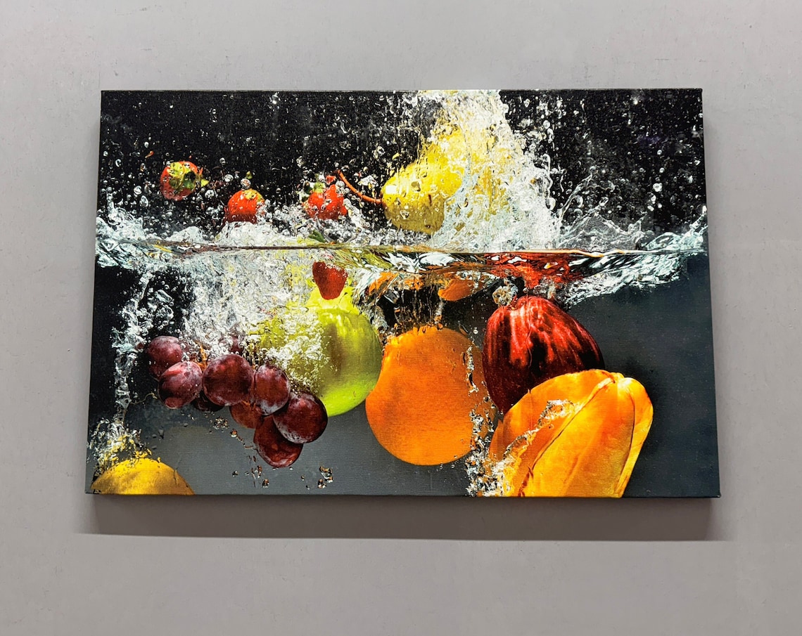 Fruit Splash In Water Poster, Kitchen Art Print