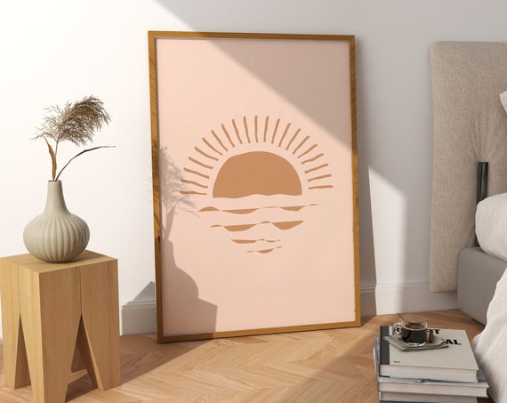 Sunset Coastal Boho Minimalist Poster Print
