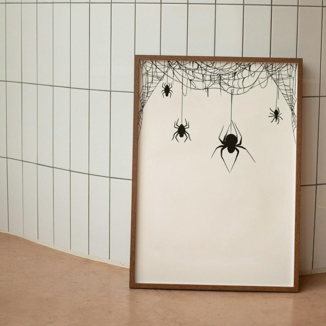 Halloween Spiders Print Cute Halloween Poster Spooky Wall Art Halloween Black Spider Print Print Spiderweb Decor