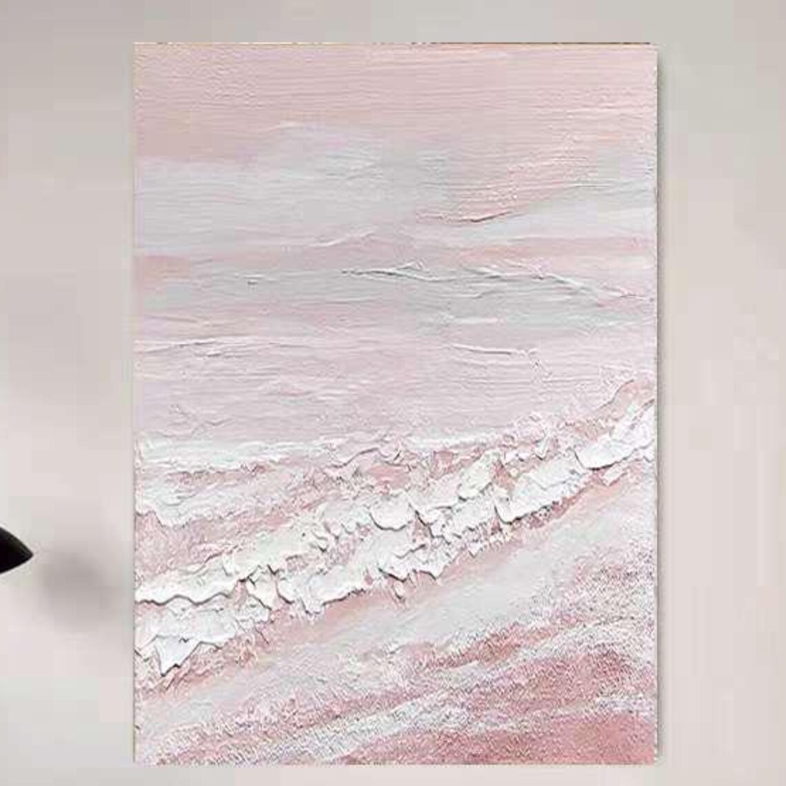 Blush Pink Textured Ocean Waves Soft Abstract Seascape Poster