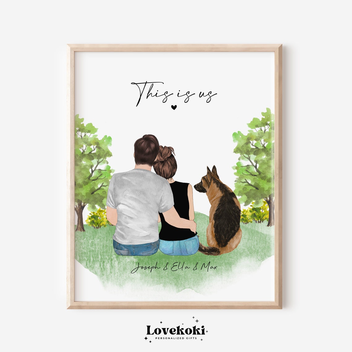 This Is Us Couple With German Shepherd Dog Park Portrait Poster