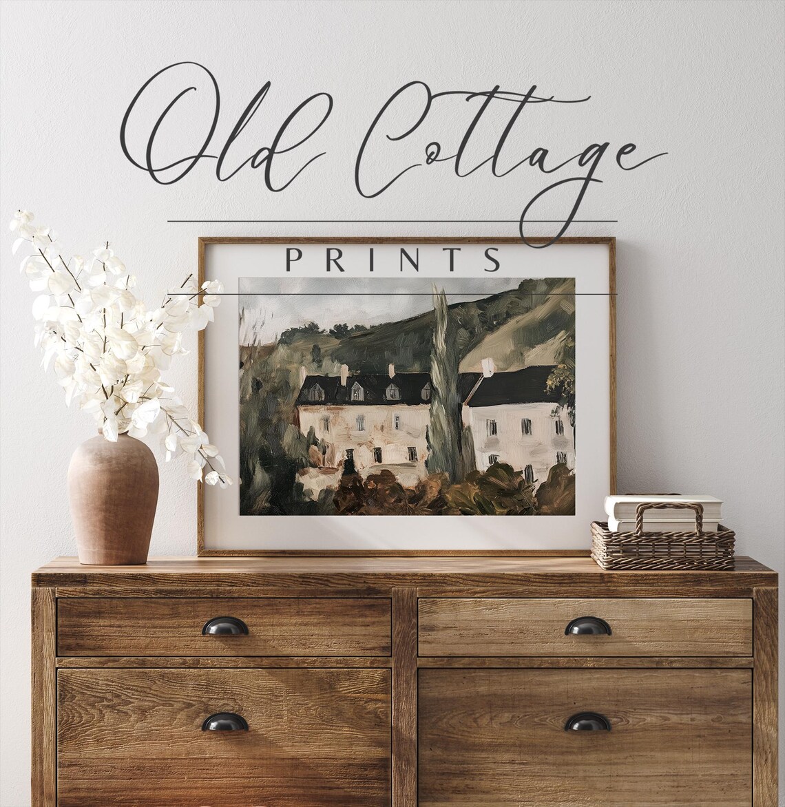 Old Country House With Dark Shutters Among Green Hills Vintage Poster - Image 3