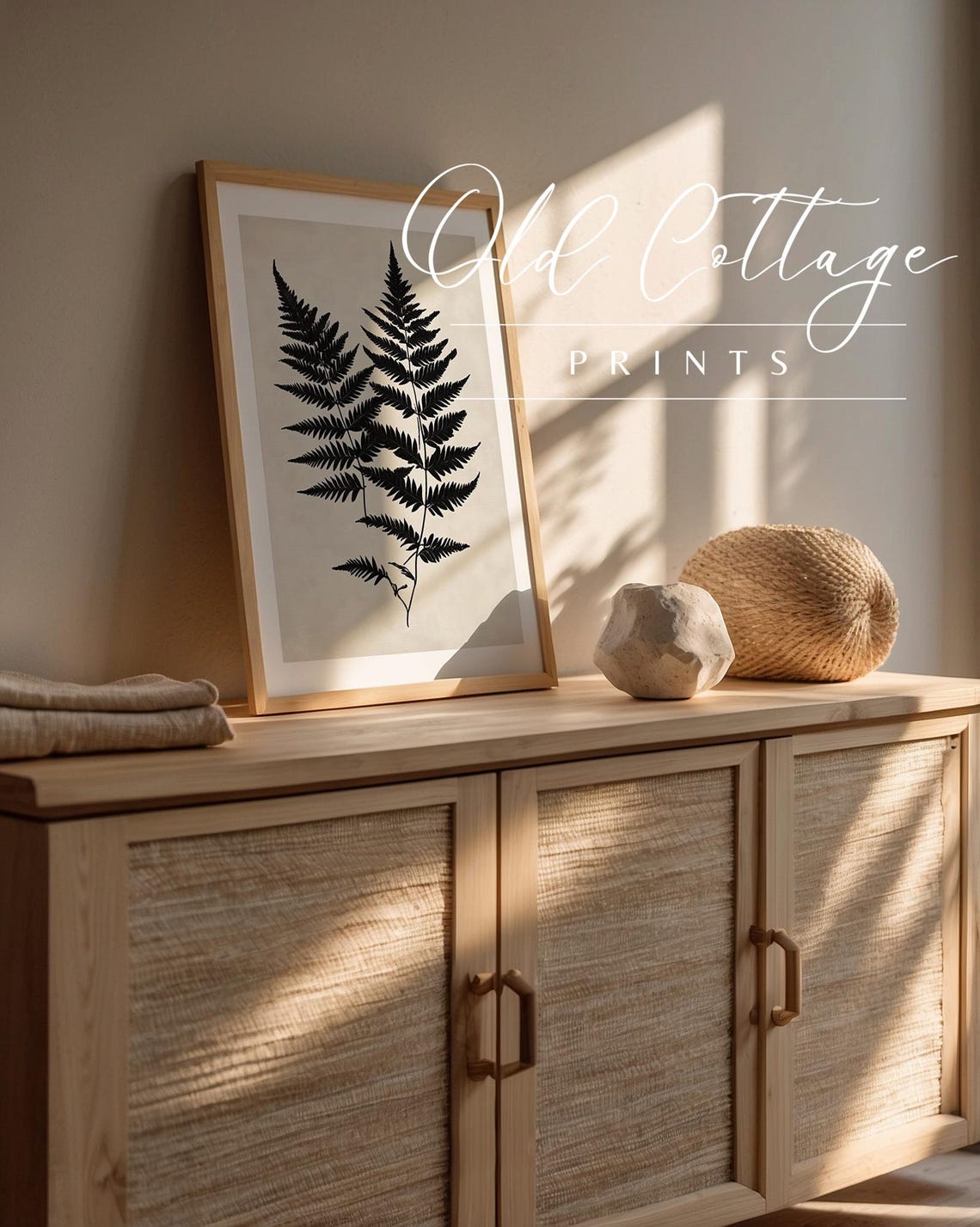 Black Fern Fronds Botanical Silhouette Minimalist Nature Print - Image 3