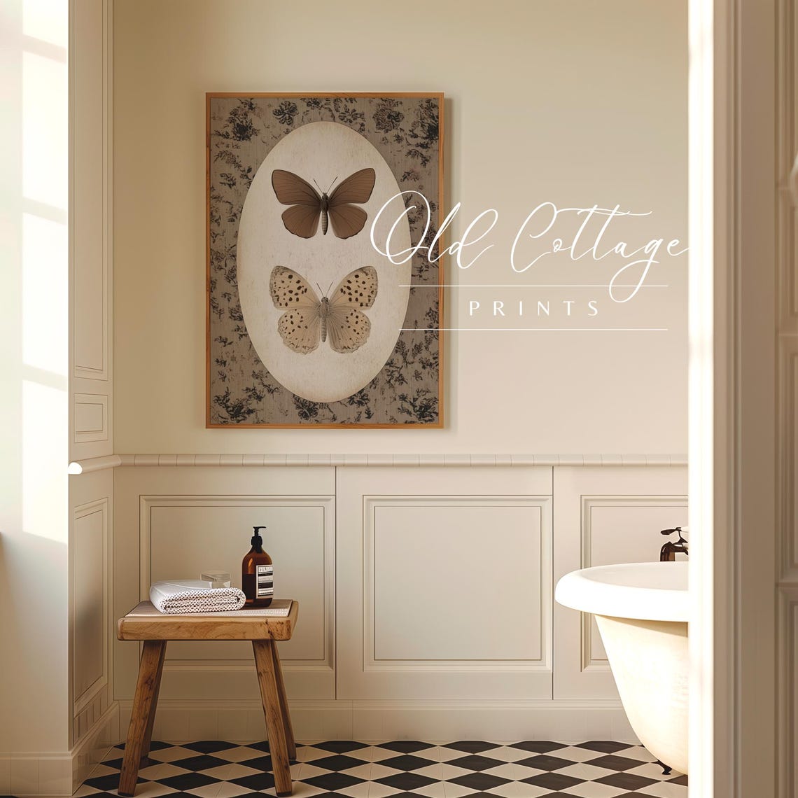 Vintage Butterfly Study Two Butterflies Naturalist Style Art Print - Image 2