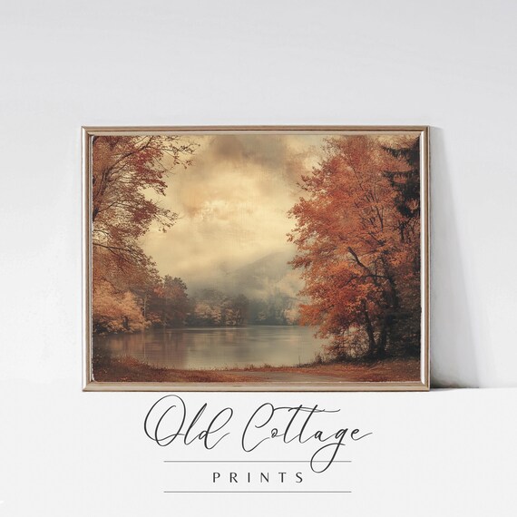 Autumn Reflections Serene Lake Scene, Rustic Landscape
