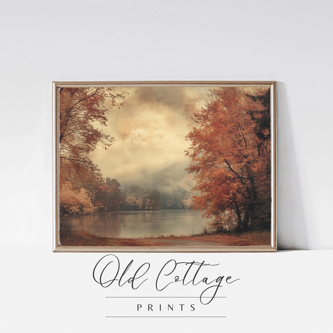 Autumn Reflections Serene Lake Scene, Rustic Landscape