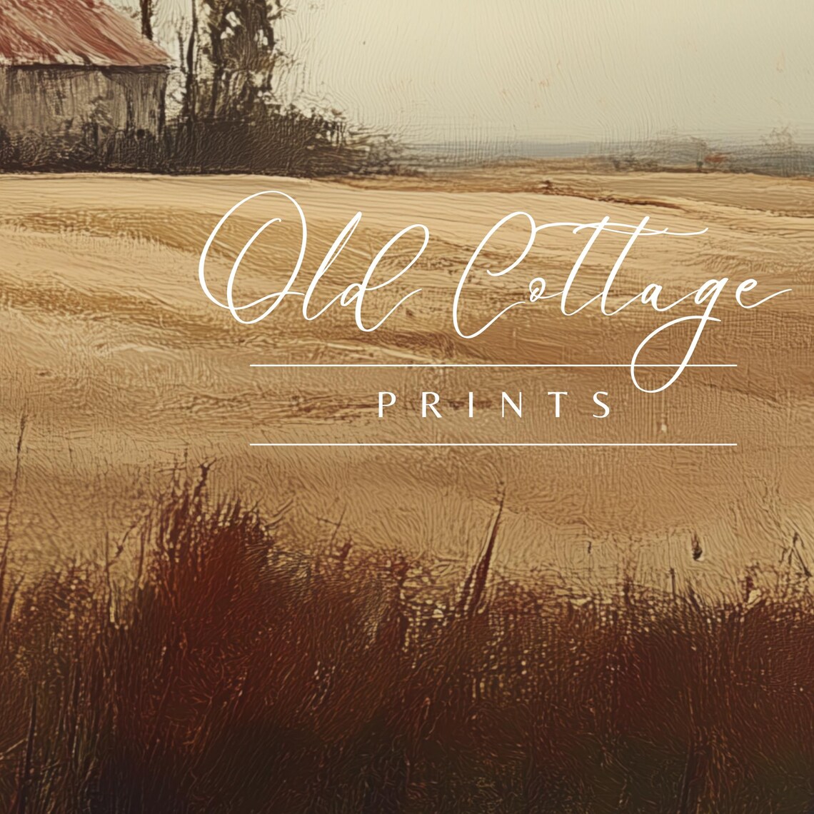 Weathered Red Barn in Golden Wheat Field Vintage Farmhouse Print - Image 2